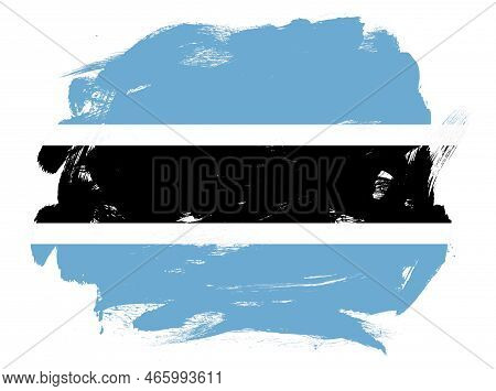 Botswana Flag On Abstract Painted White Stroke Brush Background