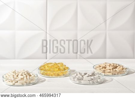 Nutrition Supplements, Various Vitamins, Vitamin C, Magnesium, Collagen Peptides In Capsules In Petr