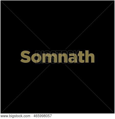 Somnath (lord Shiva) Jyotirlinga Typography In Golden Color. Somnath Lettering.