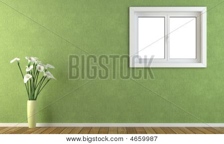 Verde de la pared con una ventana