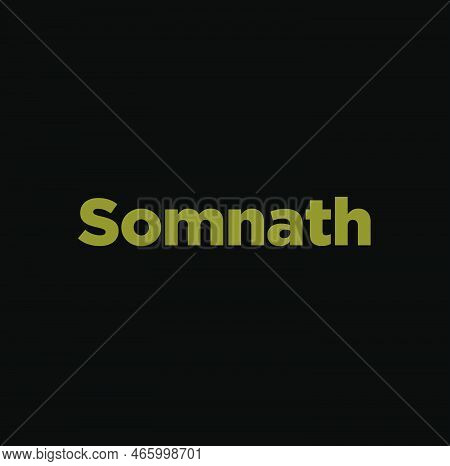 Somnath (lord Shiva) Jyotirlinga Typography In Golden Color. Somnath Lettering.