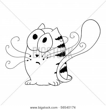 Hand draw cartoon cat.Sketch. Isolated.