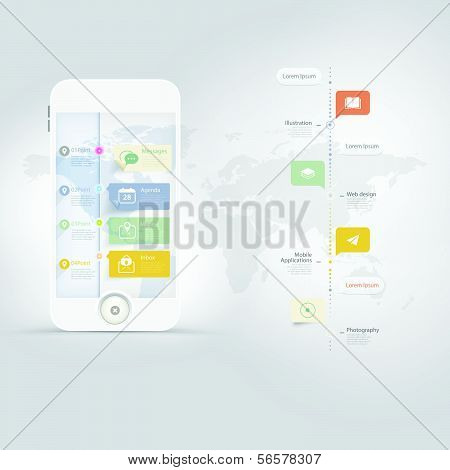 Infographics Design kit UI Elements with timeline and icons set