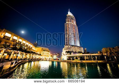 DUBAI, UAE - DECEMBER 15: Address Hotel in Dubai. The hotel is 63 stories high and feature 196 lavish rooms and 626 serviced residences, 15 december 2013 in Dubai.