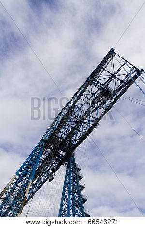 Large Blue Girders From Below, Tees Transporter Bridge, Middlesbrough, England, United Kingdom, Euro