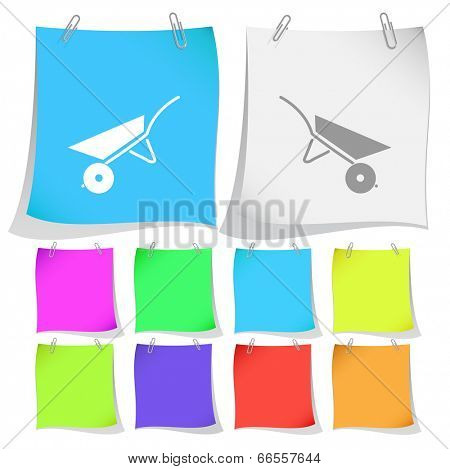 Wheelbarrow. Vector note papers.