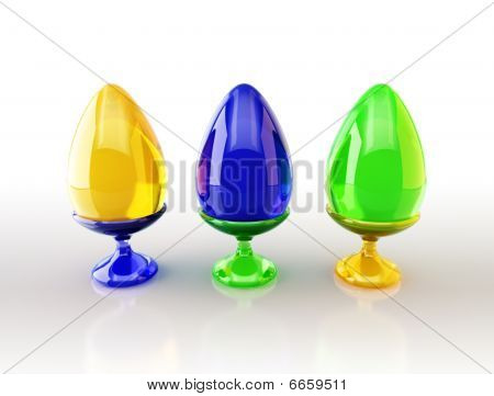 Glass Easter eggs (3D rendering)