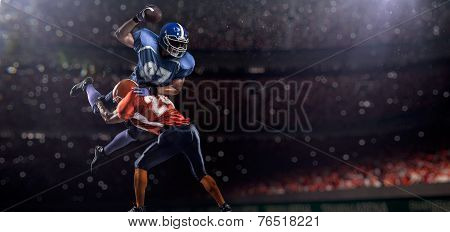 American football player in action on stadium