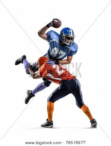 American football player in action on stadium