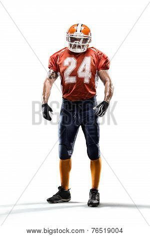 American football player in action white isolated