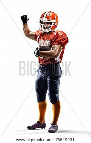 American football player in action white isolated