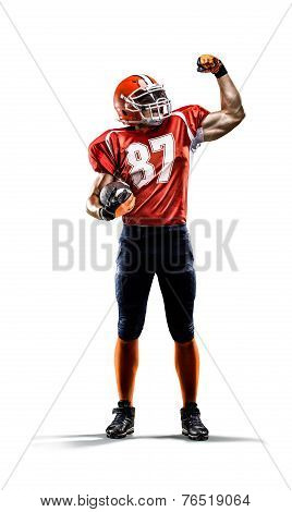 American football player in action white isolated