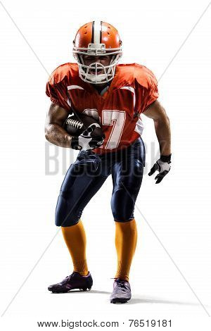 American football player in action white isolated