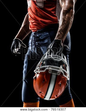 American football sportsman player is isolated on black