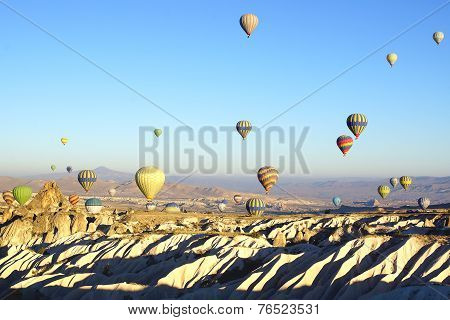 Hot Air Balloon Flying Over Cappadocia.