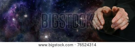 Crystal Ball Reading on deep space background