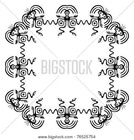 Black frame element with aliens, vector illustration