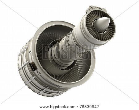 Jet engine on white background, 3D illustration