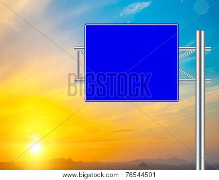 Blank Blue Road Sign