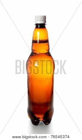 Plastic Bottle With Beer Isolated On White Background