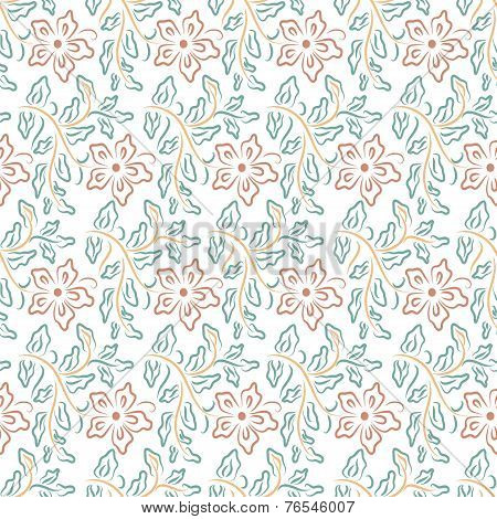 Seamless flower, plant vector pattern background.