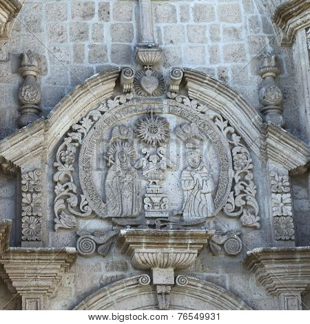 Facade of the San Francisco Church in Arequipa, Peru