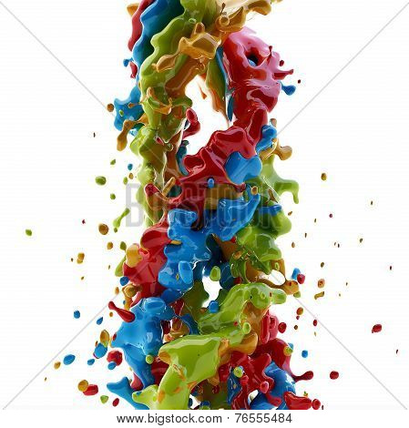 Paint splash over white background, 3D illustration