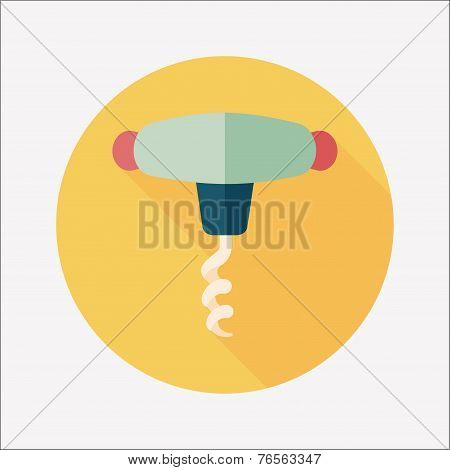 Kitchenware Corkscrew Flat Icon With Long Shadow,eps10