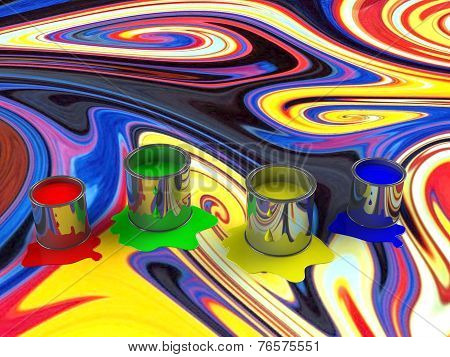 Color paint tank, abstract background