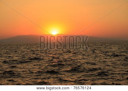beautiful sunset on Mediterrian sea in Antalya
