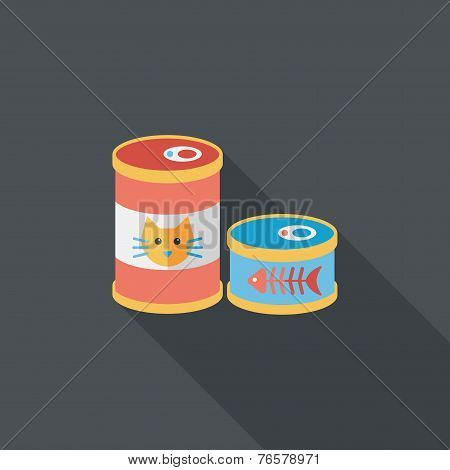 Pet Cat Food Can Flat Icon With Long Shadow,eps10