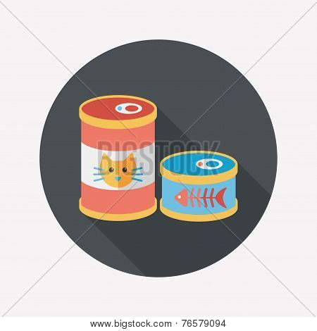 Pet Cat Food Can Flat Icon With Long Shadow,eps10