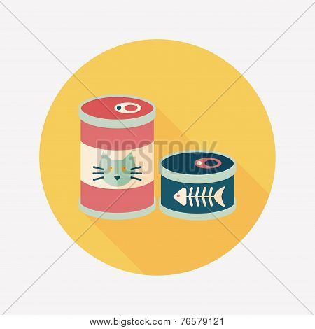 Pet Cat Food Can Flat Icon With Long Shadow,eps10