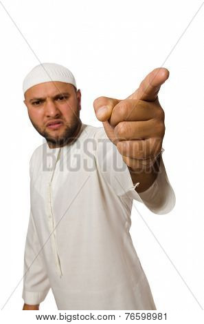 Concept with arab man isolated on white