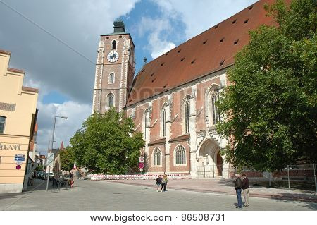 Cathedral On Kreuzstrasse Street In Ingolstadt In Germany