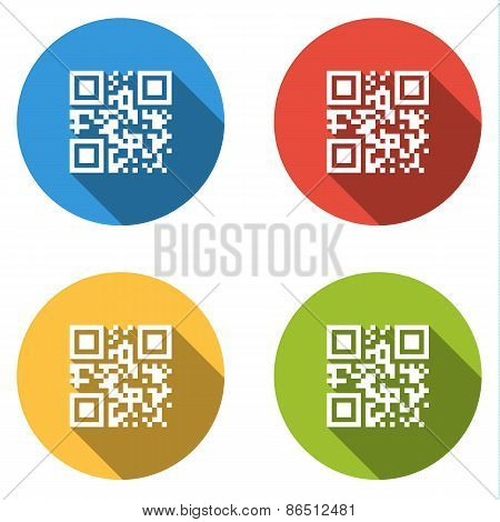 Collection Of 4 Isolated Flat Buttons (icons) For Qrcode
