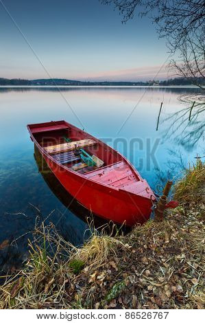 Lake Landscape With Boat