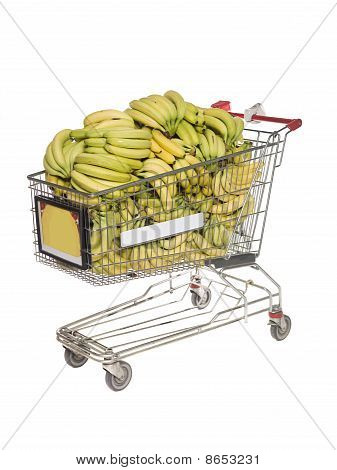 Shopping cart filled with bananas