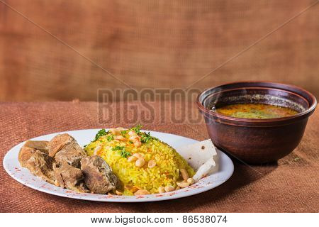 Pilaf cooked in Arabic