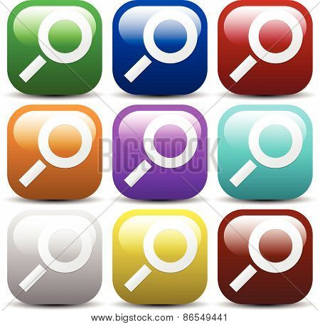 Simple Icons With Magnifying Glass Symbols. Zoom Icons.