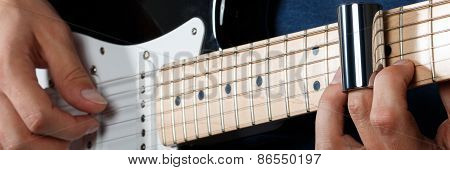 Electric Guitar Player Performing Song