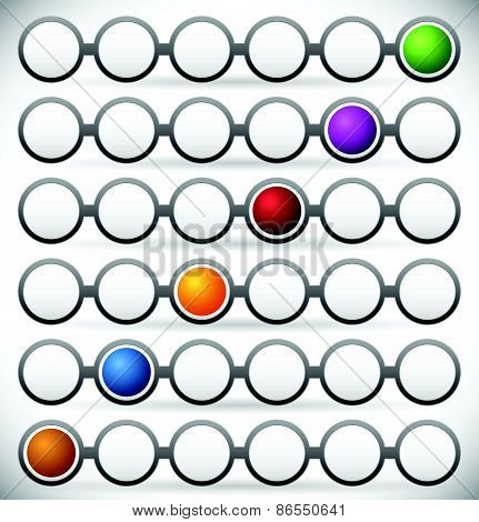 Circular Process Flow Chart Element. Color Coded Steps, Phase, Progress Indicators. Dark Version.