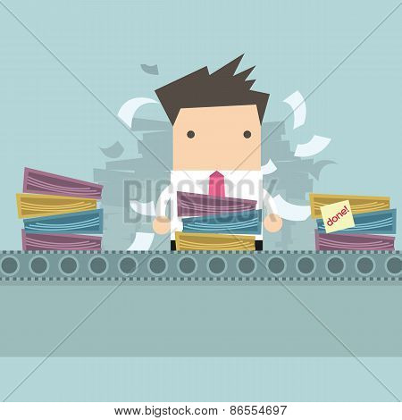 Businessman working Like factory work