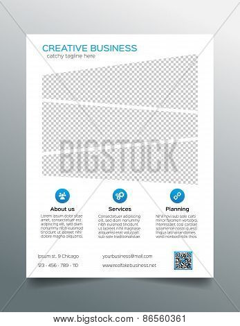 Corporate business flyer template - simple white and blue design