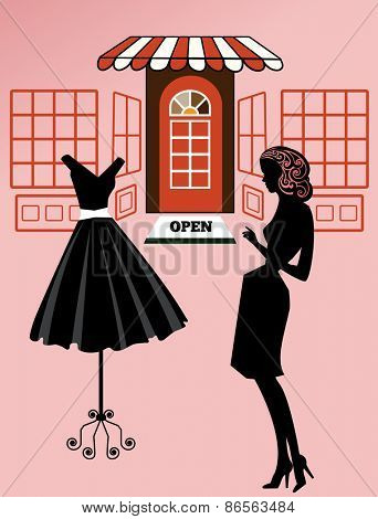Woman shopping retro revival 