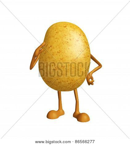 Patato Character With Salute Pose