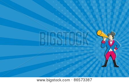 Business Card Circus Ringmaster Bullhorn Standing Cartoon