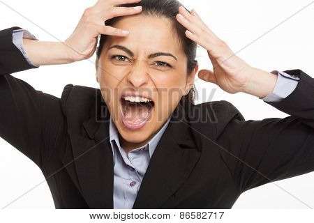 Portrait of a woman going mad