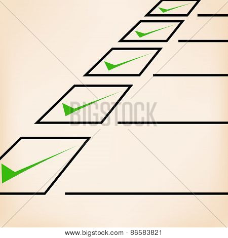 Business goals checklist with green markers, lines and unchecked checkbox. Vector icon. Idea - Busin