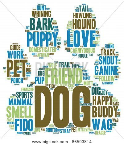 Paw Shaped Dog Word Cloud